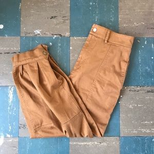 Zara Dark Khaki High Rise Balloon Pant Trousers